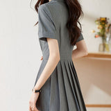 Rochie Eleanor cu guler tip sacou si nasturi decorativi