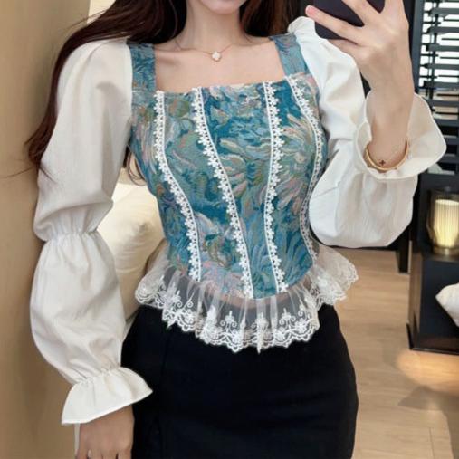Top Rolly cu detalii din denim si dantela