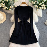 Rochie Elindra din tricot cu decolteu in V