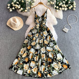 Rochie Monda, imprimeu floral si bretele subtiri