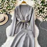 Compleu Emyra din tricot compus din jerseu si pantaloni