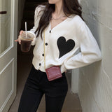 Cardigan Hyla din tricot fin, imprimat cu inimioare