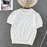 Tricou Sophia alb cu accesorizat cu pietre