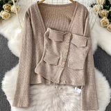 Set Gamille compus din top, cardigan si pantaloni din tricot moale