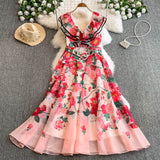 Rochie Elisia cu volanase, imprimeu floral, curea inclusa