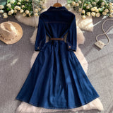 Rochie Querra din denim, cu nasturi, curea inclusa