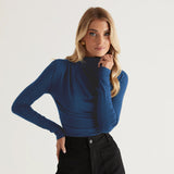 Bluza Lia cu guler inalt, detaliu drapat