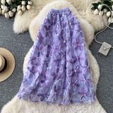 Fusta Aylin din tulle, cu flori 3D
