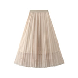 Fusta Perllis bej din tulle accesorizata cu perle