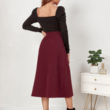 Fusta Inessa din catifea, croi in A