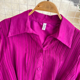 Rochie Hanelore mov cu pliuri si curea accesorizata