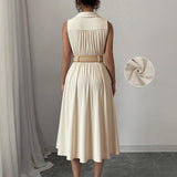 Rochie Gatte din in cu talie accentuata prin curea