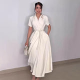 Rochie Ciello cu revere si cordon in talie