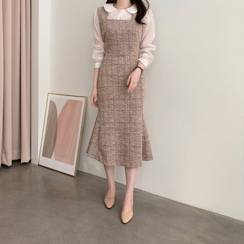 Rochie Sanda maro din tweed