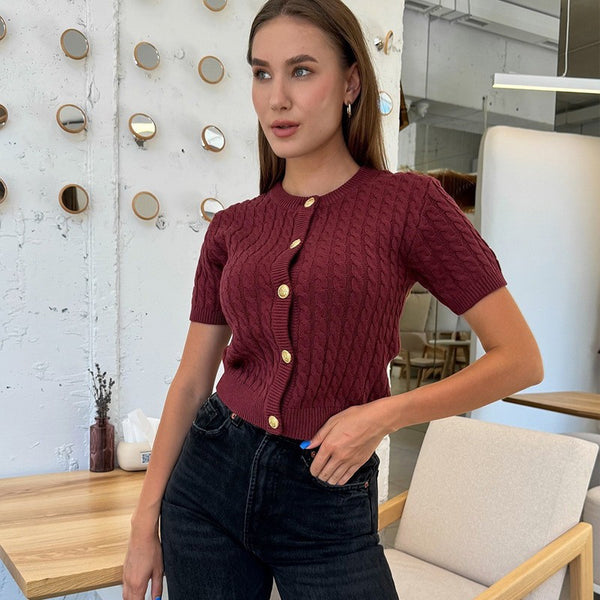 Top Tarra din tricot cu nasturi functionali