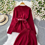 Compleu Emyra din tricot compus din jerseu si pantaloni