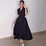 Rochie Ciello cu revere si cordon in talie