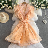 Rochie tip camasa Harty, cu volanase si imprimeu inimi