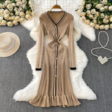 Rochie Aivora din tricot cu decolteu in V