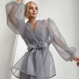 Camasa Delphie din organza cu talie accentuata