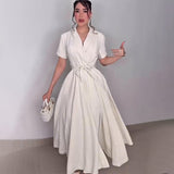 Rochie Ciello cu revere si cordon in talie