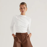 Bluza Lia cu guler inalt, detaliu drapat