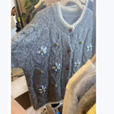 Jerseu Ralina din tricot cu broderie florala 3D