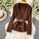 Compleu Emyra din tricot compus din jerseu si pantaloni