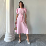 Rochie Eseld cu nasturi decoratisi decolteu petrecut