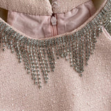 Rochie Fiza din tweed cu strassuri la gat