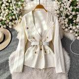 Compleu Emyra din tricot compus din jerseu si pantaloni