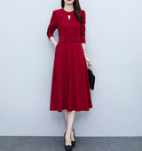 Rochie Fortune rosie accesorizata cu nasturi si curea