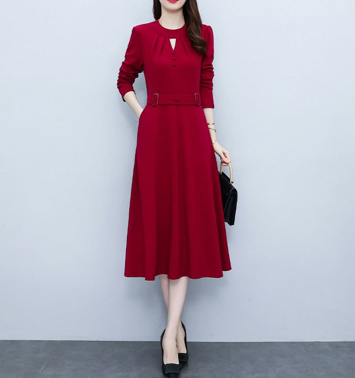 Rochie Fortune rosie accesorizata cu nasturi si curea
