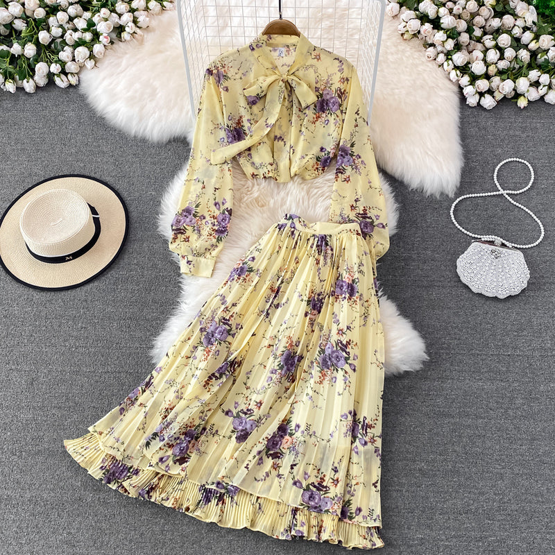 Set Idila compus din camasa si fusta cu imprimeu floral