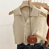 Top Cerise din tricot reiat si nasturi functionali