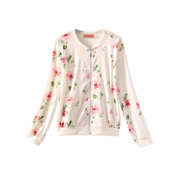 Jacheta Minelli cu imprimeu floral si inchidere prin fermoar