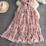 Rochie Gyda roz cu imprimeu floral si curea accesorizata