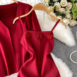 Set Jatka compus din cardigan si rochie din tricot moale