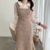 Rochie Sanda maro din tweed