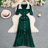 Rochie Acanthe din tricot cu guler lat si decolteu in V