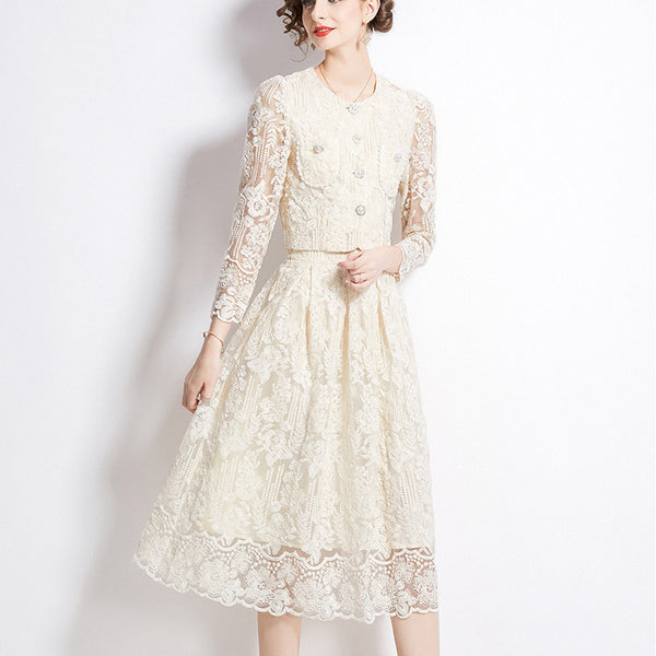 Set Farry crem compus din sacou si rochie