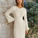 Rochie Bryssa din tricot cu terminatii din volanase