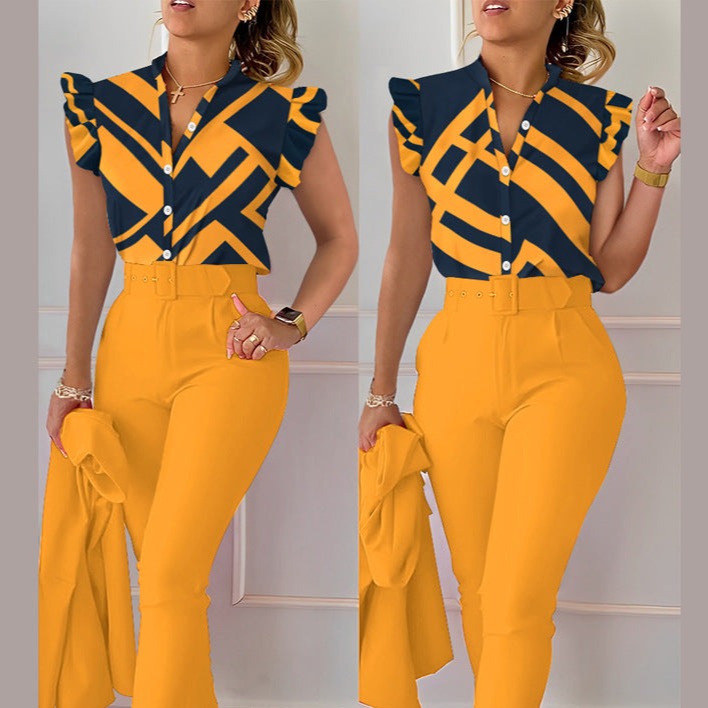 Set Tallia galben compus din pantaloni si camasa