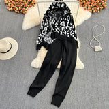 Set Amissa negru compus din pantaloni, top si jerseu cu fermoar