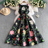 Rochie midi Ivanna cu imprimeu floral, usor evazata