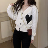 Cardigan Hyla din tricot fin, imprimat cu inimioare