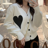 Cardigan Hyla din tricot fin, imprimat cu inimioare