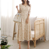 Rochie Pammy cu detalii florale brodate