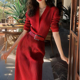 Rochie Yavora din tricot reiat - curea inclusa