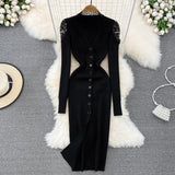 Rochie Carita neagra cu umeri goi accesorizati cu dantela